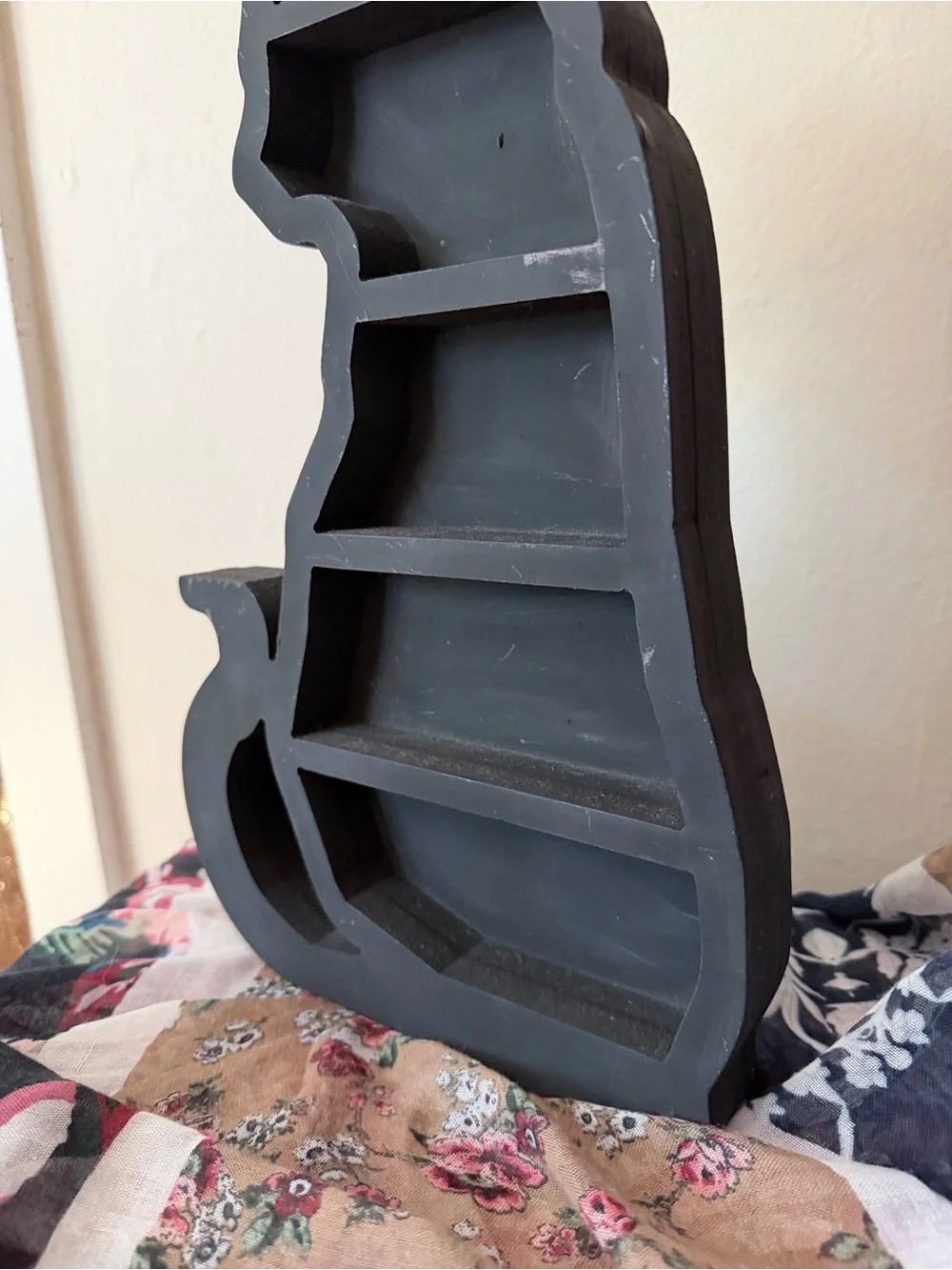 Black Cat Wooden Display Shelf Trinket Organizer Freestanding
